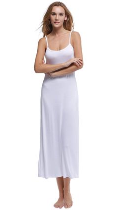 PRICES MAY VARY. 97% Viscose and 3% spandex ; super stretch , Skin-friendly, soft and smooth touch fabric The basic long slip dress featuring low back, scoop neck and spaghetti straps Made of modal material,super soft and comfortable, good for under a maxi dress, or as comfortable nightgown Model details : Height - 5'7" Bust - 32.7" weight- 118 lbs wearing a size small , size details please refer the last image Tips:Free return in 30 days . not bleach ;low iron ;Machine Wash Cami Slip Dress, Long Slip Dress, Long Slip, Perfect Figure, Under Dress, Low Iron, Sheer Dress, Hem Dress, Dress Sleeveless