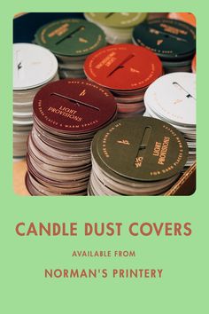 the cover of candle dust covers available from norman's printery, which is on display