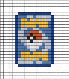 A pixel art template of the back cover of the Pokémon card. Chirp Minecraft Disc, Pixel Art Pattern Coasters, Pixel Drawing Pokemon, Small Melty Beads Patterns, Perler Beads Gaming, Gaming Perler Bead Patterns, Perler Pixel Art, Perler Bead Art Pokemon, Peeler Bead Pokémon