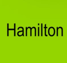 a green background with the word hamilton on it