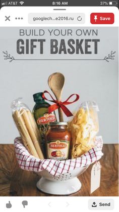 a basket filled with bread and other items