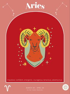 the zodiac sign aris on a red background