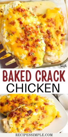 baked cracker chicken in a casserole dish on a white plate