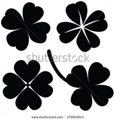 four leaf clover silhouettes on a white background