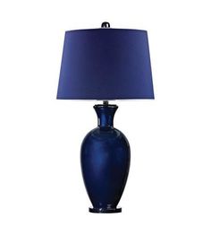 Dimond Lighting Navy Blue Glass Lamp With Navy Shade - D2516 Blue Glass Lamp, Blue Table Lamp, Blue Table, Elk Lighting, Led Table Lamp, Glass Table Lamp, Fabric Shades, Cool Lighting, Glass Lamp