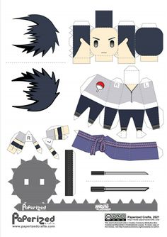 the paper doll is designed to look like an anime character