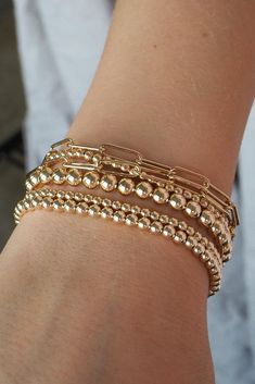 Gold Bead Bracelet Stack, Gold Bracelets Stacked, Lili Claspe, Sorority Rush, Trending Bracelets, Xmas List, Small Beads, Gold Bead Bracelets