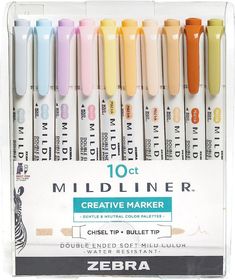 the zebra marker set includes 10 different colors