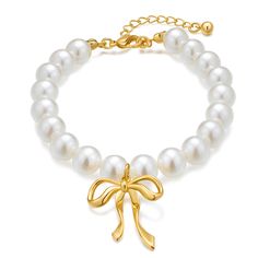 PRICES MAY VARY. Design of Pearl Bow Bracelet: The dainty gold bow charm is combined with simulated pearls to create a unique and elegant design. It symbolizes luck, purity, and happiness, wearing it will make you more elegant and beautiful. Material of Gold Pearl Bracelet: WOWORAMA gold bow pearl bracelet is made of smooth round imitation pearls, and 18k gold plated bow charm, hypoallergenic and Long-lasting color retention, comfortable and safe to wear. Size of Adjustable Pearl Bracelet: The l Elegant Adjustable Bracelets With Bow Detail, Elegant Adjustable Bracelet With Bow Detail, Elegant Adjustable Bracelet With Bow, Elegant Gold Jewelry With Butterfly Knot, Gold Wedding Jewelry With Butterfly Knot Detail, Adjustable Bow Bracelet Gift, Adjustable Bow Bracelet As Gift, Adjustable Bow Bracelet For Gift, Adjustable White Bow Jewelry