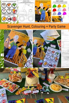 Construction Party Theme Printables! See the pic link for more!
Part of the printable DIY CONSTRUCTION PARTY BUNDLE - Host a construction party or a have construction themed playtime activity for kids!
Printable party decorations (Bunting Flags, Food Toppers, Bottle Labels, Colouring Sheet, Scavenger Hunt and more), plus construction themed Party Cake Toppers + clickable kids disco Music Playlist to host a kids construction themed party! Construction Party Decorations, Construction Hat