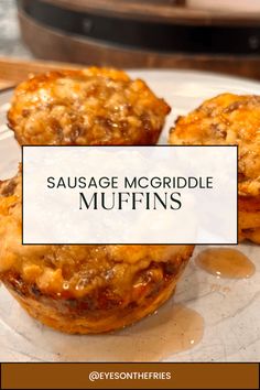 sausage mcgridle muffins on a plate with the title overlay