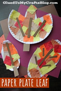 paper plate leaf craft for kids to make