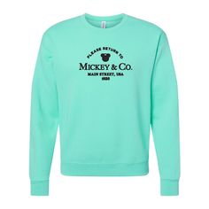 Return To Mickey & Co.' Embroidered Crewneck Sweatshirt - United Monograms United Monograms, Lilly Inspired, Long Sleeve Baseball Tee, Princess Prom Dresses, Matching Sets Outfit, Fall Denim, S Monogram, Embroidered Crewneck, Disney Lover