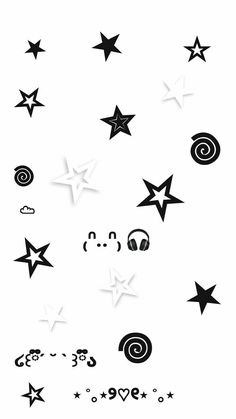 some black and white stars on a white background