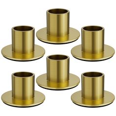 six gold plated cups and saucers on a white background