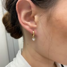 Medium Mother Pearl Heart Huggie Earrings by Kury - Available at SHOPKURY.COM. Free Shipping on orders over $200. Trusted jewelers since 1965, from San Juan, Puerto Rico.