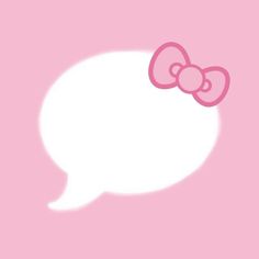 a pink hello kitty wallpaper with a white speech bubble in the shape of a bow