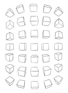 a bunch of different shapes and sizes of boxes