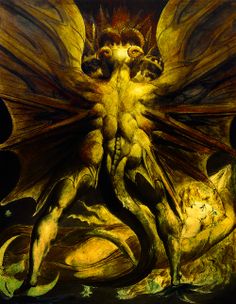 a painting of a demon with large wings