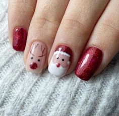 Christmas Nails With Santa, Xmas Nail, Christmas Nail Ideas, Santa Nails