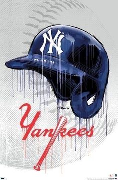 the new york yankees baseball helmet is dripping