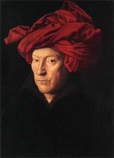 a painting of a man with a red turban on top of his head