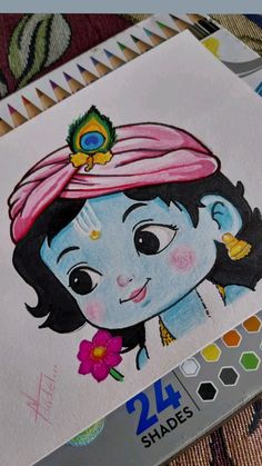 Drawing Radha Krishna Pencil, Rangoli Krishna Easy, Drawing Ideas Easy Krishna, Cute Kanha Drawing, Radha Krishn Drawings Easy, Drawing Story Ideas, Shri Krishna Drawing Easy, Sketch Book Ideas Aesthetic Cartoon Easy, Indian God Drawing Easy