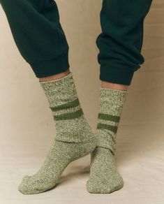 The Marled Athletic Sock. -- Army – The Great. Hand Knit Socks For Men, Long Socks Outfit Men, Socks Outfit Men, Long Socks Outfit, Boyfriend Outfits, Camp Socks, Fall Socks, Sock Store