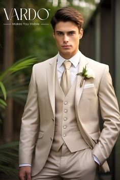 Champagne Color Suit, Wedding, Dinner Parties Champagne Wedding Suit, Debs Suits, Champagne Tux, Groom Suit For Wedding, Suits Men Groom, Three Piece Suit Mens Wedding