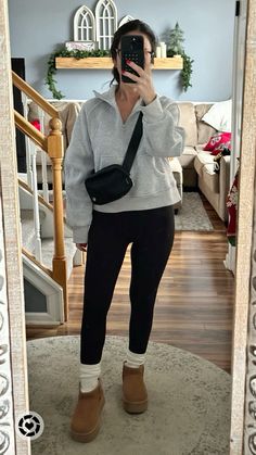 Comfy easy everyday style idea! belt bag | lululemon dupe leggings | scuba dupe 1/4 zip pullover | ugg ultra mini Follow my shop @lisatripoli on the @shop.LTK app to shop this post and get my exclusive app-only content! #liketkit #LTKSeasonal #LTKstyletip #LTKsalealert @shop.ltk https://liketk.it/4rW95 Lulu Quarter Zip Outfit, Lululemon Cross Body Bag Outfit, Black Lulu Belt Bag Outfit, Lululemon Mini Belt Bag, Ultra Mini Ugg Fits, Styling Lululemon Belt Bag, How To Wear Lululemon Belt Bag, Lulu Bag Outfit, Lululemon Belt Bag Outfit Winter