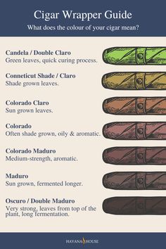 Different Cigar Wrapper Types | Havana House Types Of Cigars, Whiskey Shelf, Havana House, Havana Cigars, Frank Vincent, Whiskey Room, Cigars And Women, Premium Cigars, Cuban Cigars