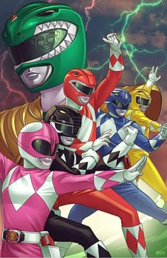 the power rangers are all dressed up in their costumes