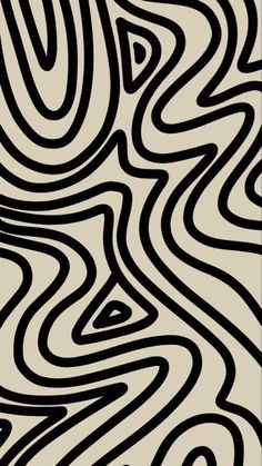 an abstract black and white pattern with wavy lines in the center, on a beige background