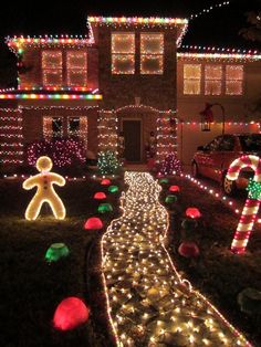 a house with christmas lights all around it