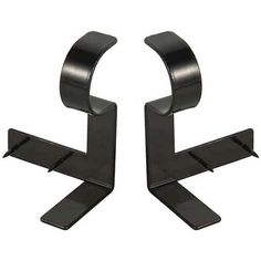 pair of black metal bookends with curved ends on each side, one is holding two books