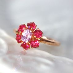 Mini Halo Neon Pink Spinel Halo Ring With Pink Spinel Natural Pink Engagement Ring Dainty Halo Pink Gemstone Ring. 14K Rose Gold US 7.25 - Etsy Pink Cluster Ring For Formal Occasions, Pink Oval Cluster Ring With Center Stone, Pink Formal Cluster Ring With Prong Setting, Pink Oval Cluster Ring Fine Jewelry, Fine Jewelry Pink Cluster Ring With Accent Stones, Pink Cluster Jewelry With Center Stone, Pink Ruby Promise Ring With Halo Setting, Formal Pink Multi-stone Sapphire Ring, Pink Lab-created Ruby Gemstone Jewelry