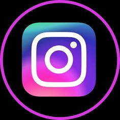 the instagram logo is shown in a purple and blue circle on a black background