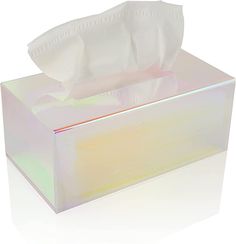 a tissue box that has some tissues in it