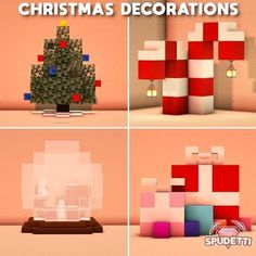 four different christmas decorations are shown in this image