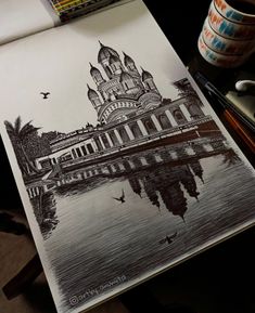 kali temple, dakshineswar kali mandir, rama Krishna paramhamsa, rani rashmoni Temple Art Drawing, Kolkata Sketch, Dakshineswar Kali Temple, Rani Rashmoni, Dakshineswar Kali, Kali Temple, Eagle Sketch, Pen Sketching, Temple Drawing