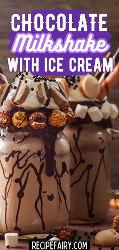 chocolate milkshake with ice cream and marshmallows