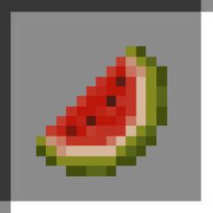 a watermelon pixel art piece on a gray background