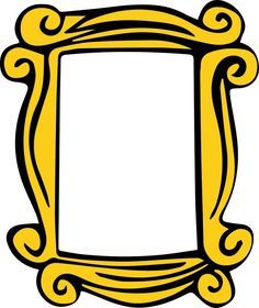 an ornate yellow frame with swirls and scrolls on the edges is shown in black and white