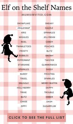 an image of a list of elf names for the child's name and their meanings