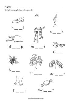 worksheet for beginning and ending sounds in the letter e with pictures on it