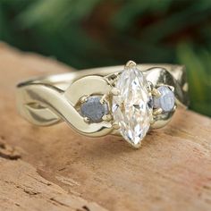 White Gold Meteorite Engagement Ring Universe Ring, Meteorite Engagement Ring, Meteorite Ring, White Gold Engagement Ring, Twist Ring, White Gold Engagement, White Gold Engagement Rings, Gold Engagement Ring, 14k White Gold Ring