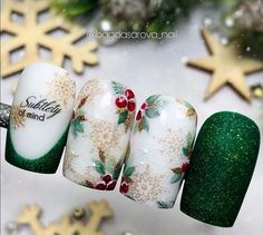 Christmas Nail Designs Easy, Winter Nail Art Designs, Nail Polish Art Designs, Christmas Nail Art Easy, Festive Nail Designs, Art Deco Nails, Holiday Nail Designs, Cute Christmas Nails, Christmas Nails Easy