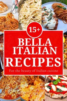 the cover of 15 + italian recipes for the beauty of italian cuisine, including pasta