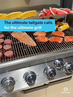 the ultimate tailgate grill for the ultimate grill with steaks and watermelon