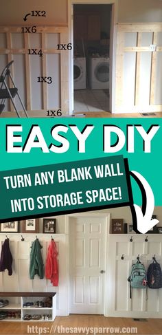 an easy diy turn any blank wall into storage space